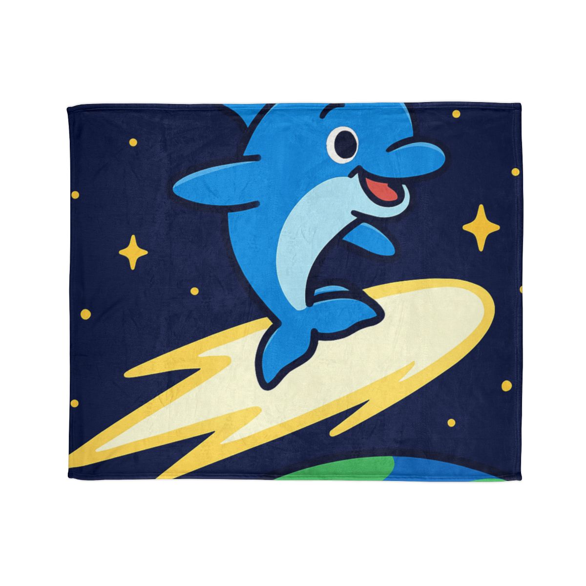 Cosmic Dolphin Comet Ride stylish throw blankets