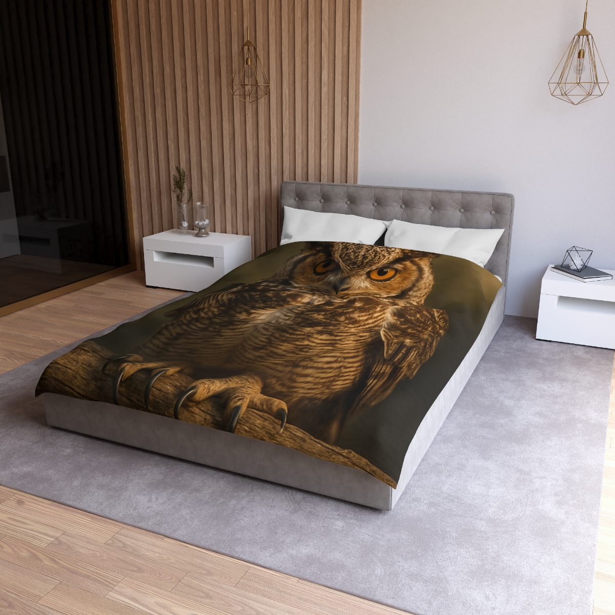 Nebula Gaze Great Horned Owl custom duvets