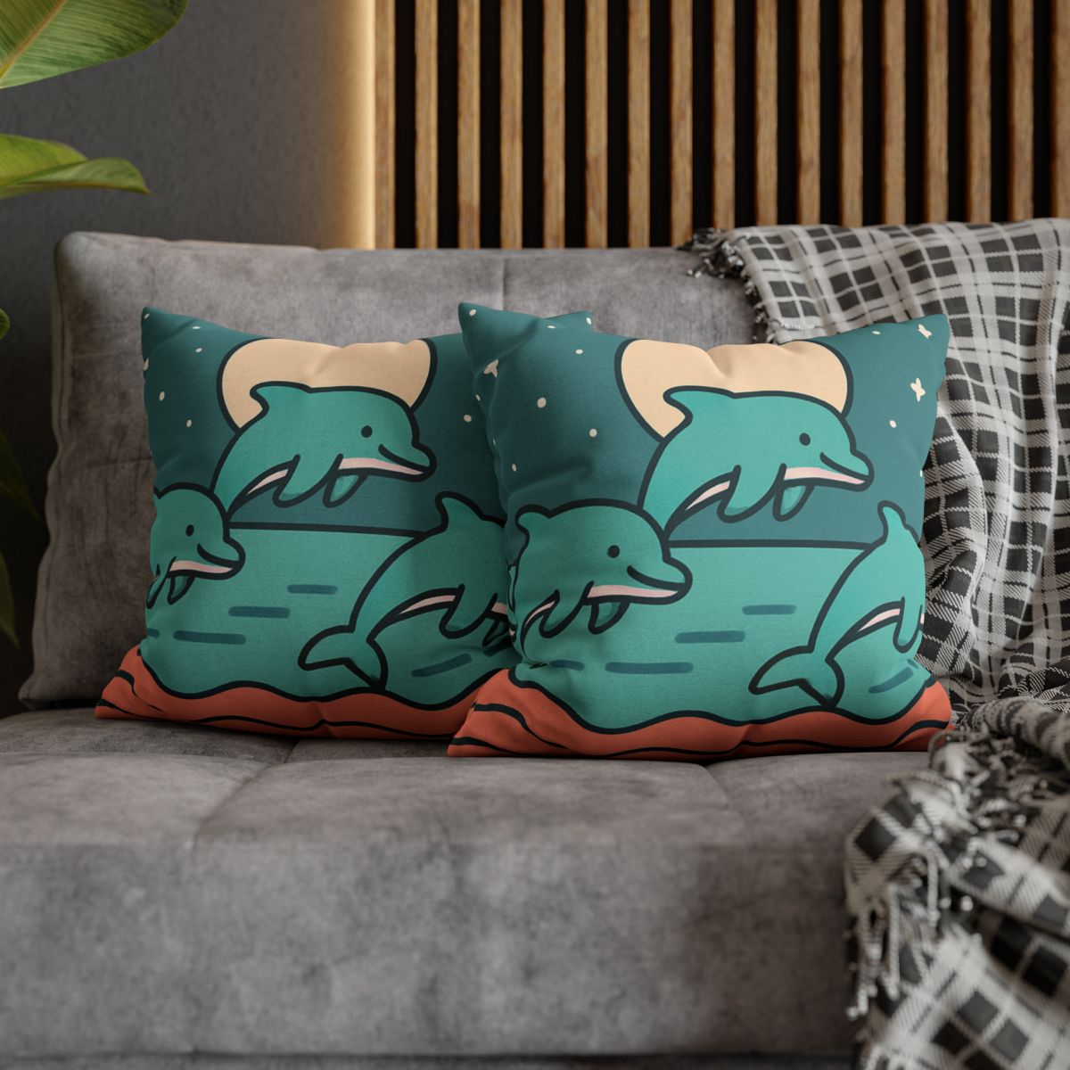 Moonlight Dolphin Parade trendy patterned pillow cases