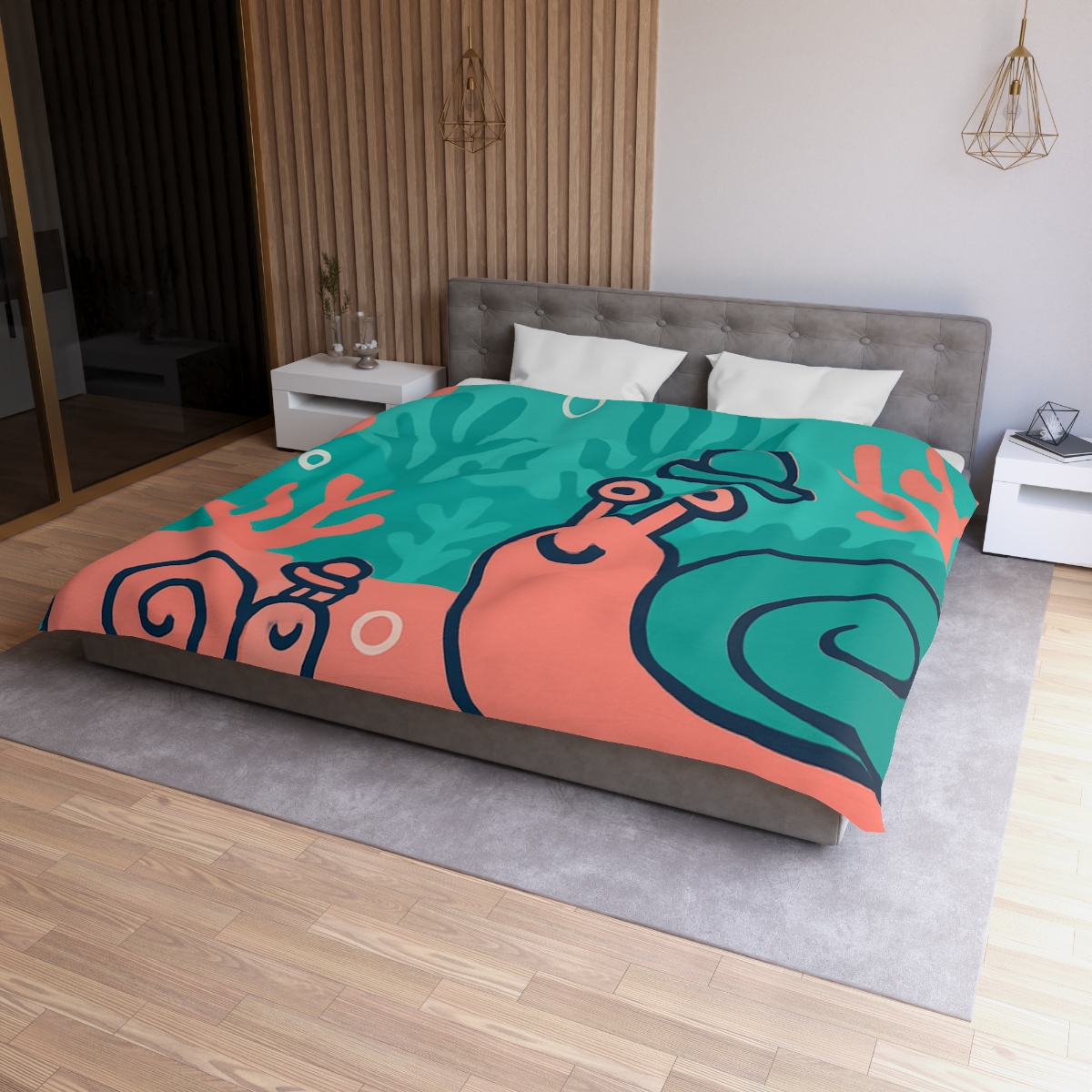 Coral City Snail Parade trendy bedroom duvets