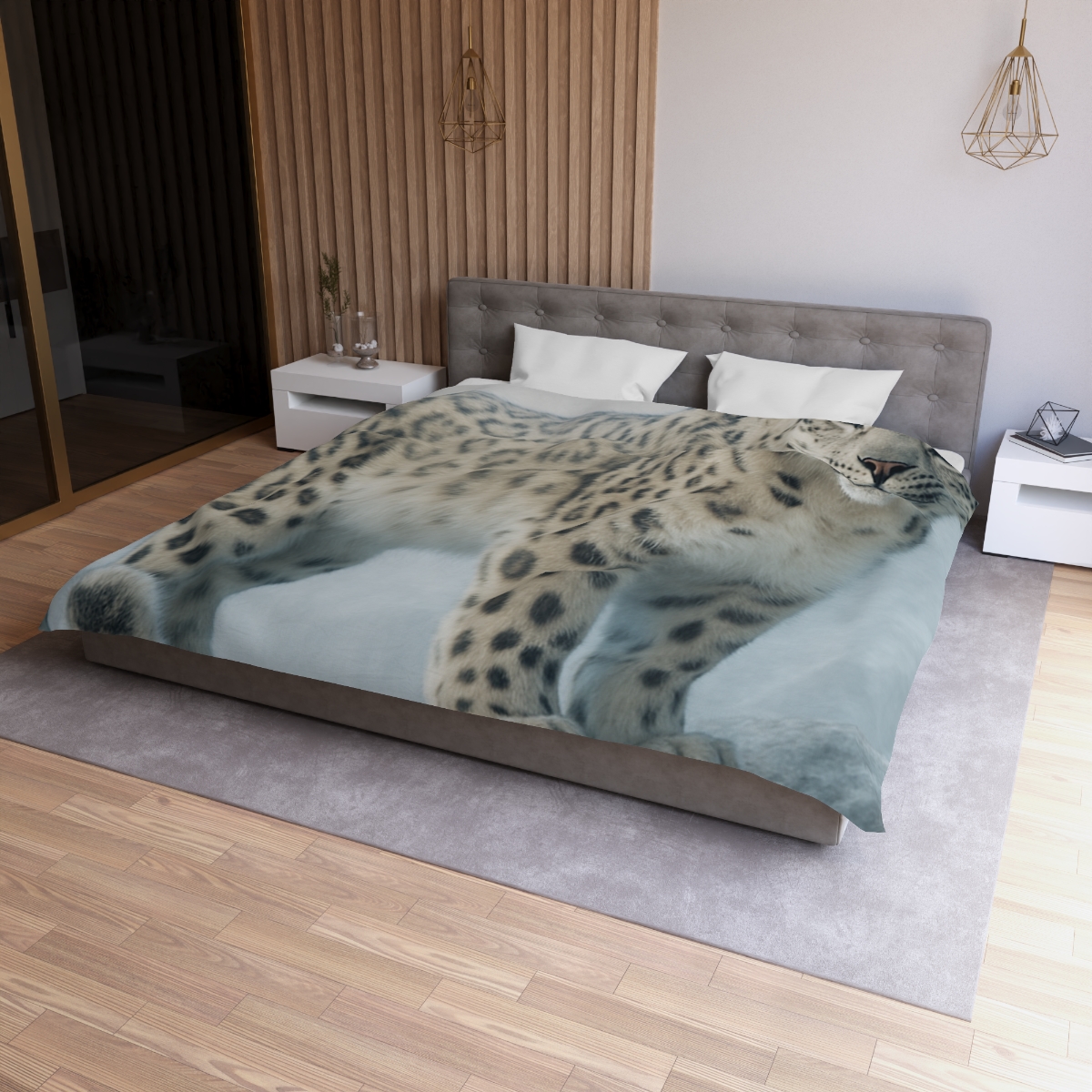 Frost Summit Snow Leopard personalized bedding duvets