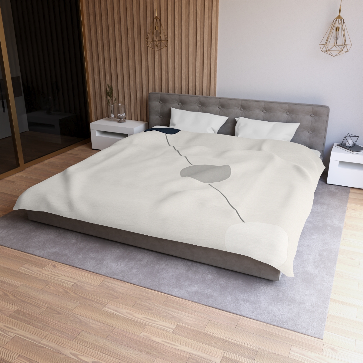 Orbital Triad Alignment designer printed duvets