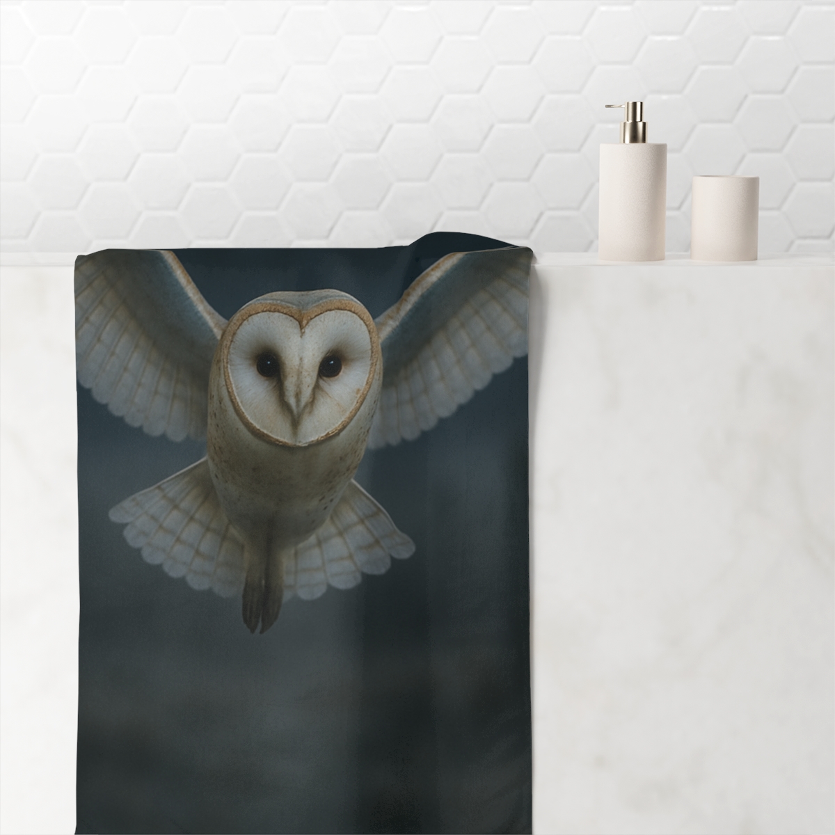 Silent Descent Barn Owl decorative home towels