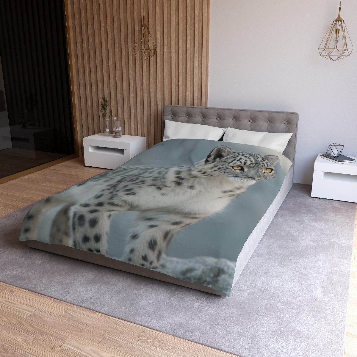 Ridge Phantom Snow Leopard soft comforter duvets