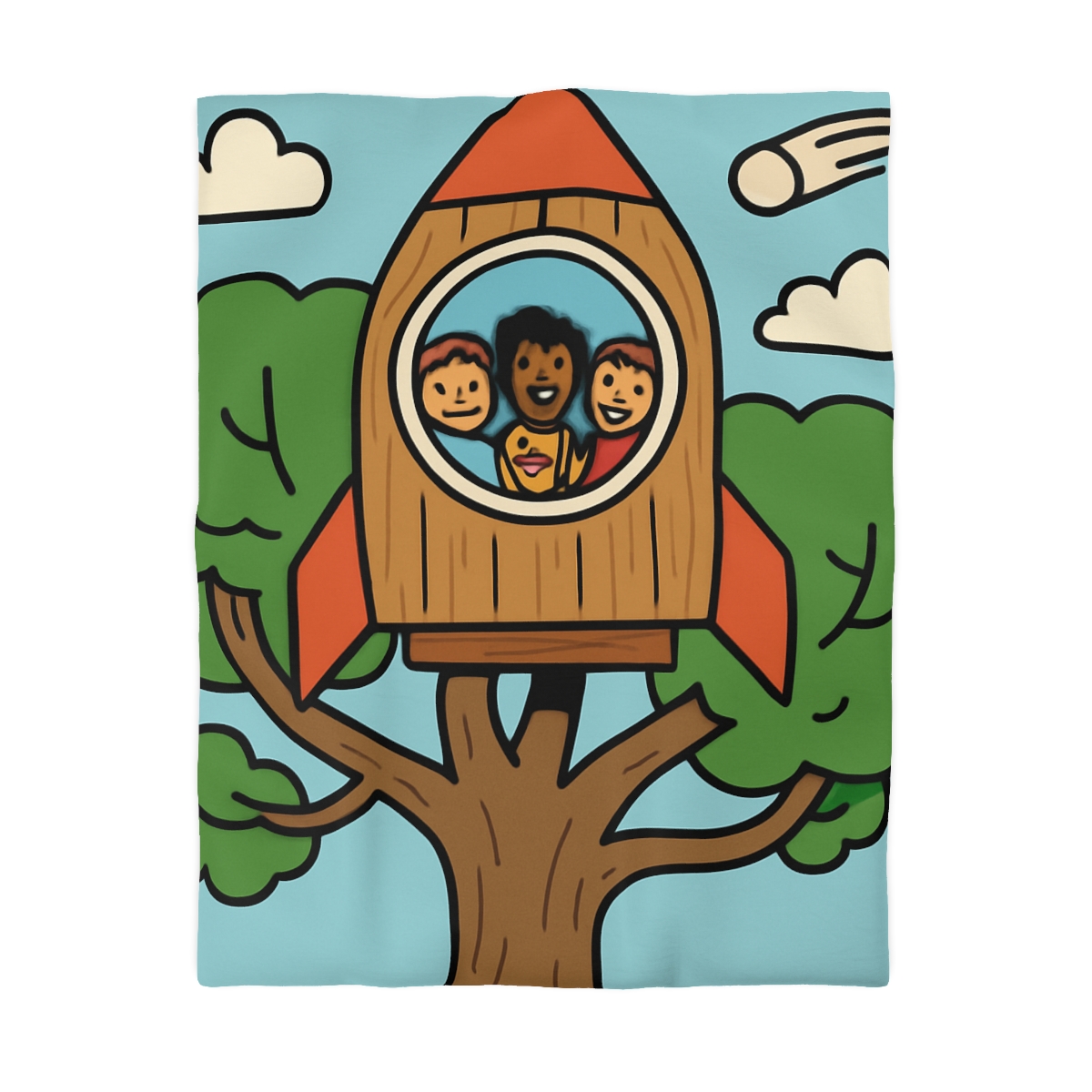 Time Traveling Treehouse Rocket trendy bedroom duvets