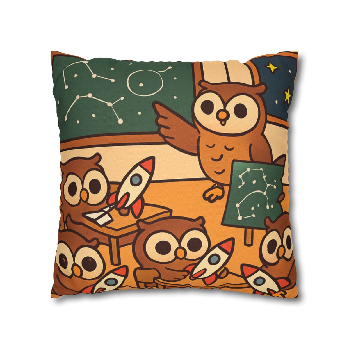 Rocket School Of Owls designer print pillow cases