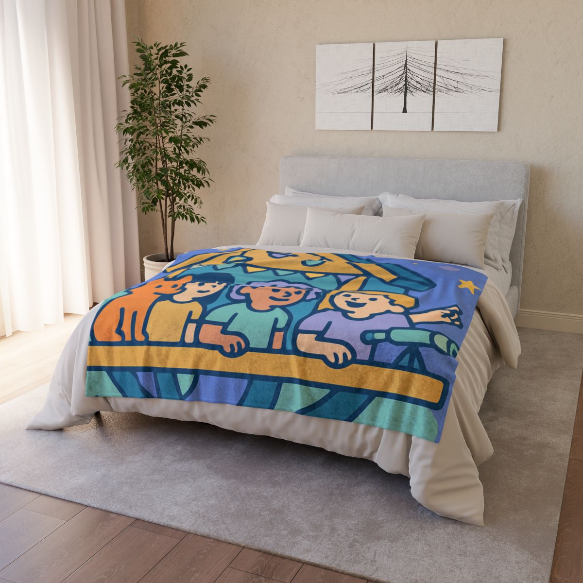 Galaxy Treehouse Explorers personalized cozy blankets