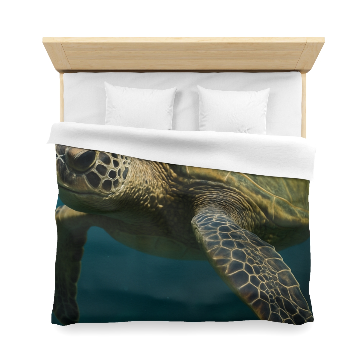 Glasswater Drift Green Sea Turtle designer printed duvets