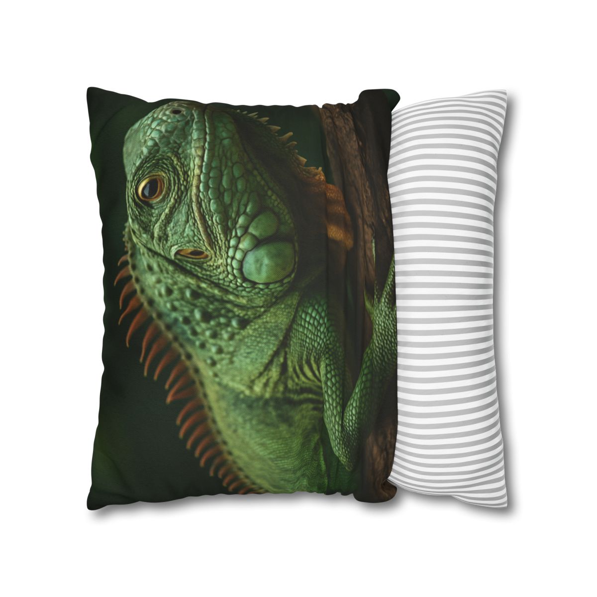 Sunlit Perch Green Iguana designer print pillow cases
