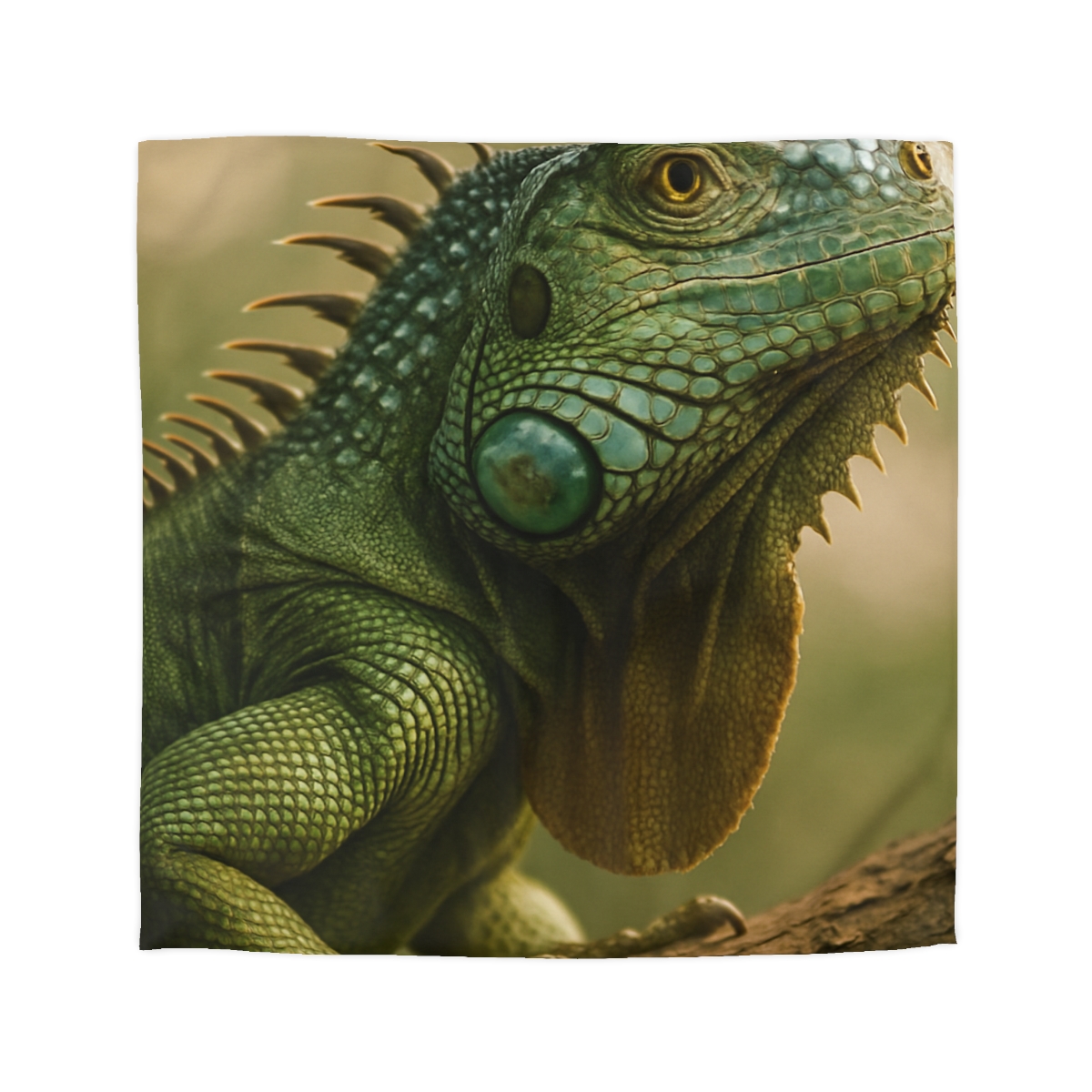Sunlit Armor Green Iguana warm winter duvets