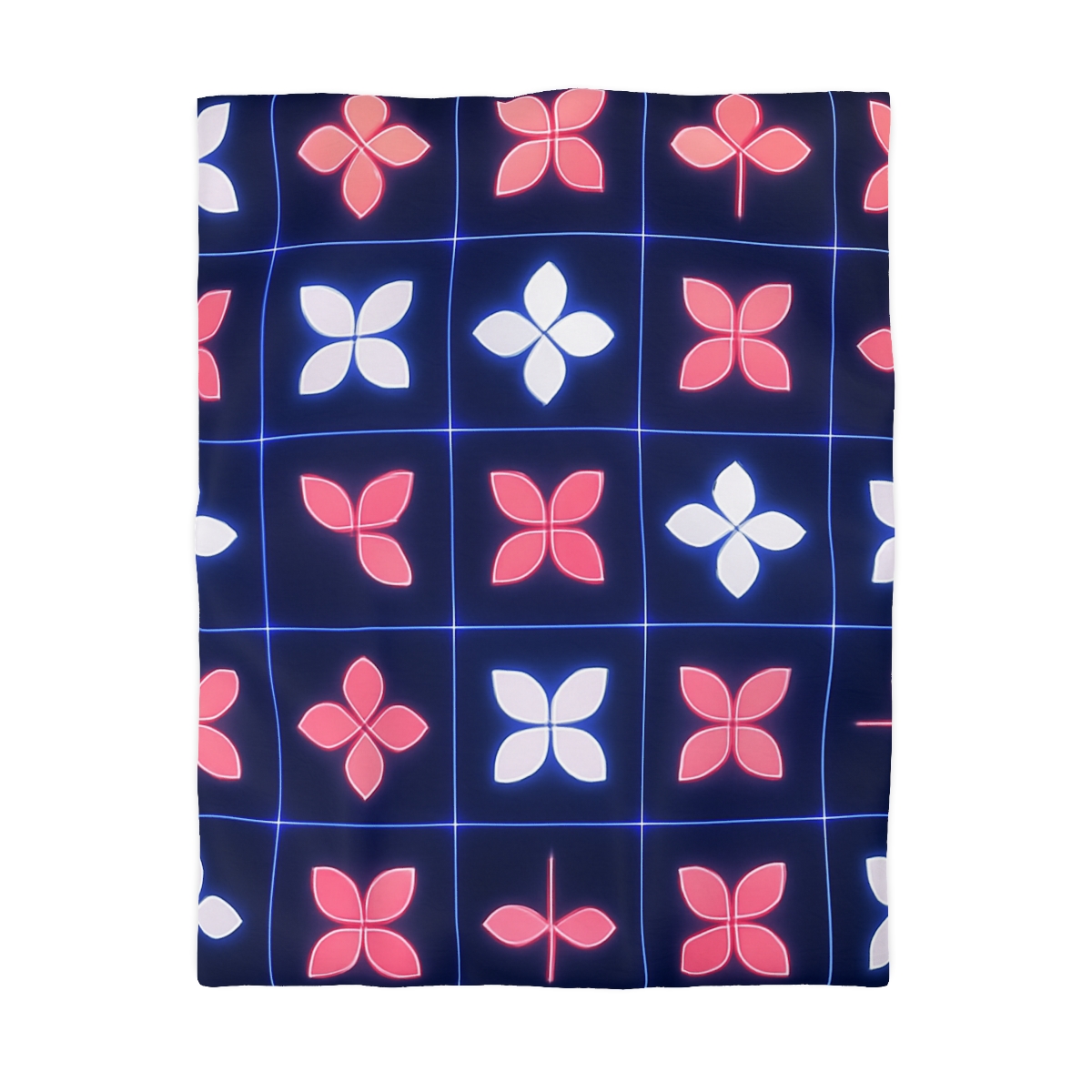 Quantum Blossom Grid designer printed duvets