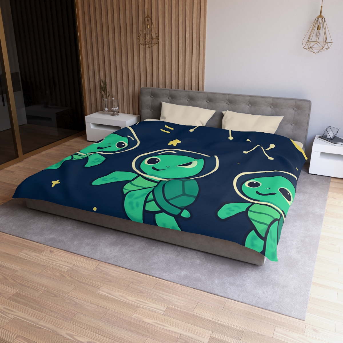 Space School Of The Curious Sea Turtles personalized bedding duvets