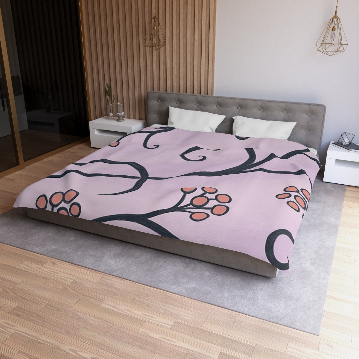 Tendrilled Ribbon Network designer printed duvets