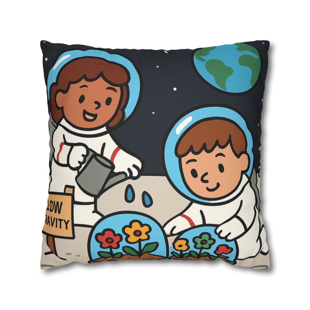Gravity Garden On The Moon soft cotton pillow cases