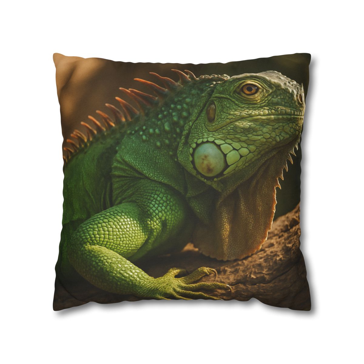 Sunlit Perch Green Iguana soft cotton pillow cases