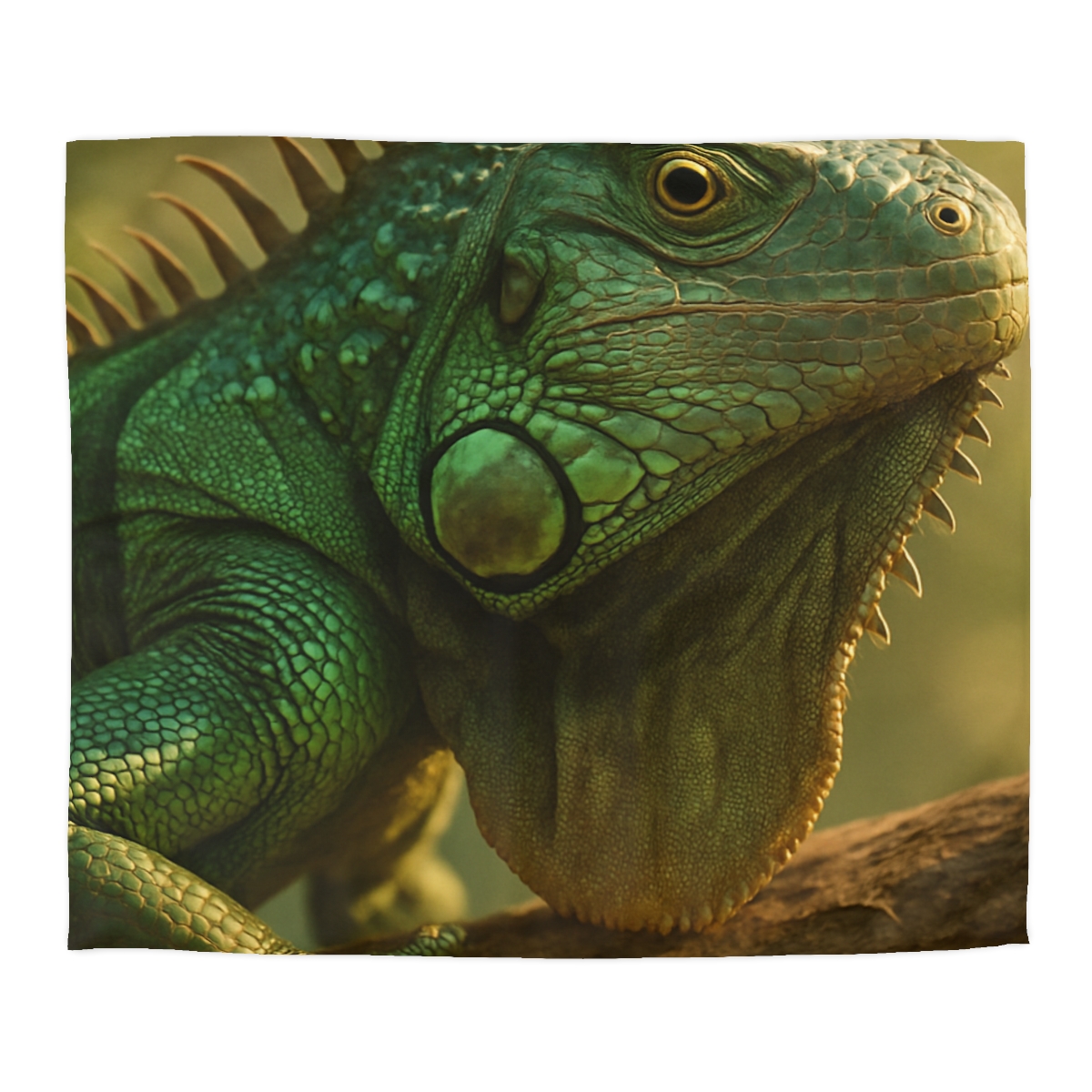 Sunlit Armor Green Iguana soft comforter duvets