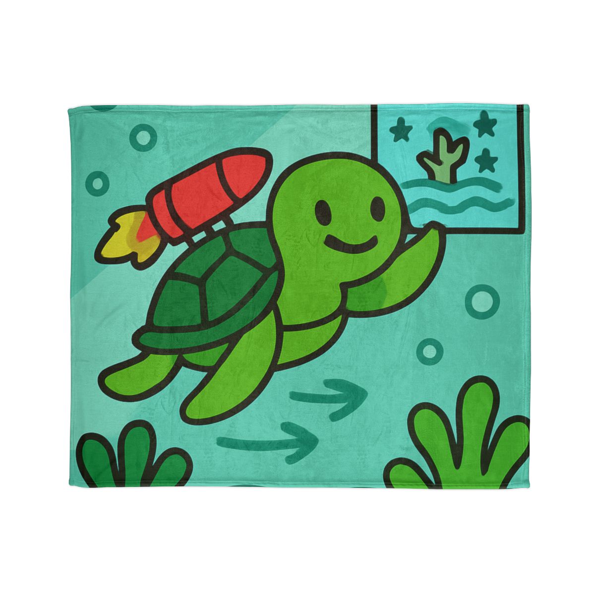 Underwater Rocket Turtle soft fleece blankets