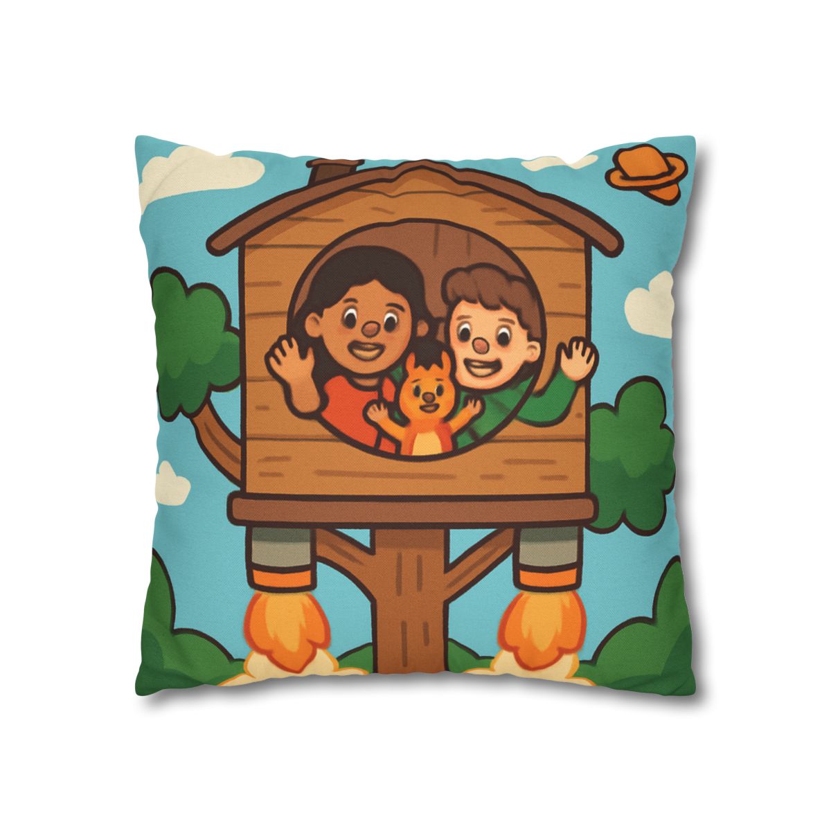 Rocket Powered Treehouse Forest stylish decorative pillowcases