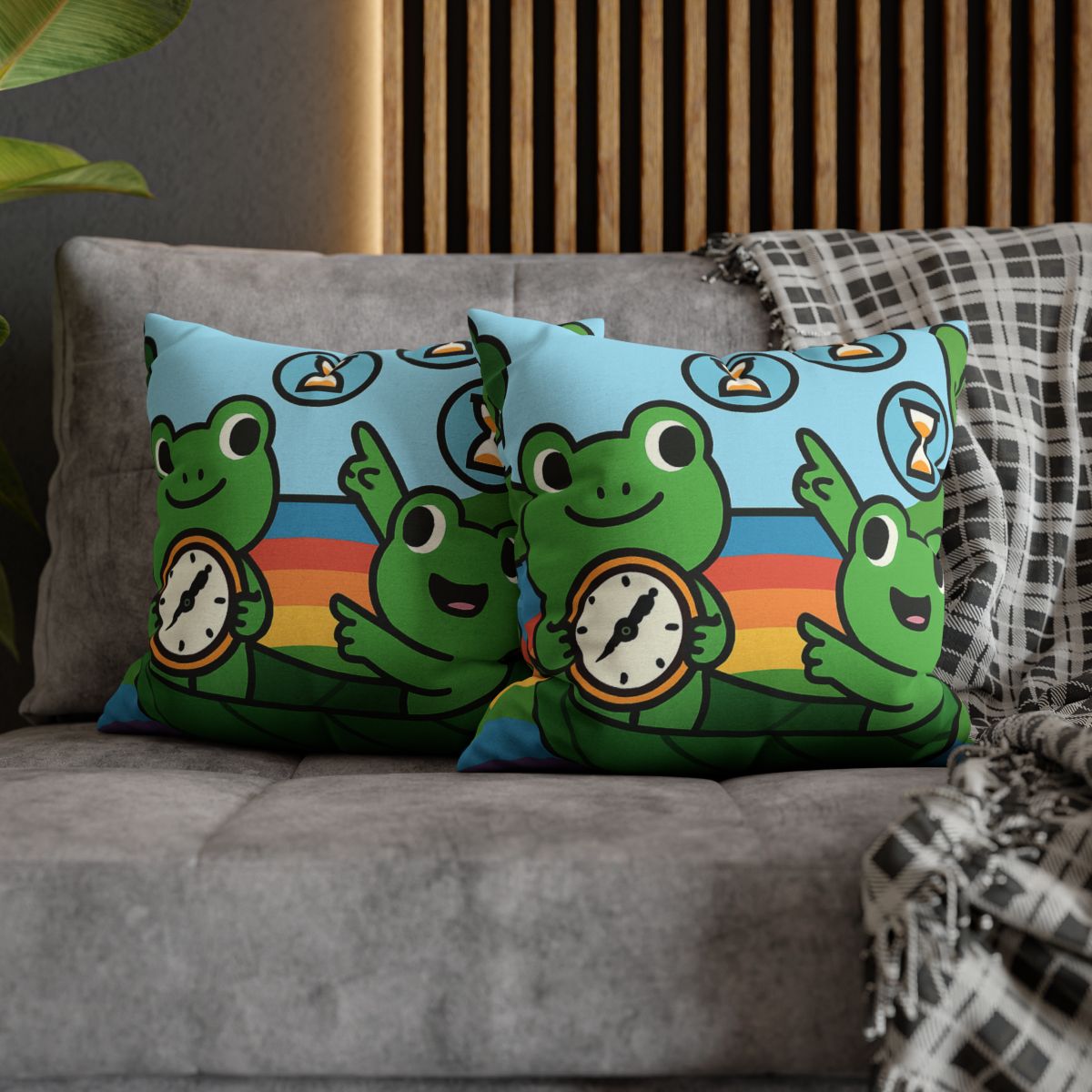 Rainbow River Time Travel Frogs custom pillow cases