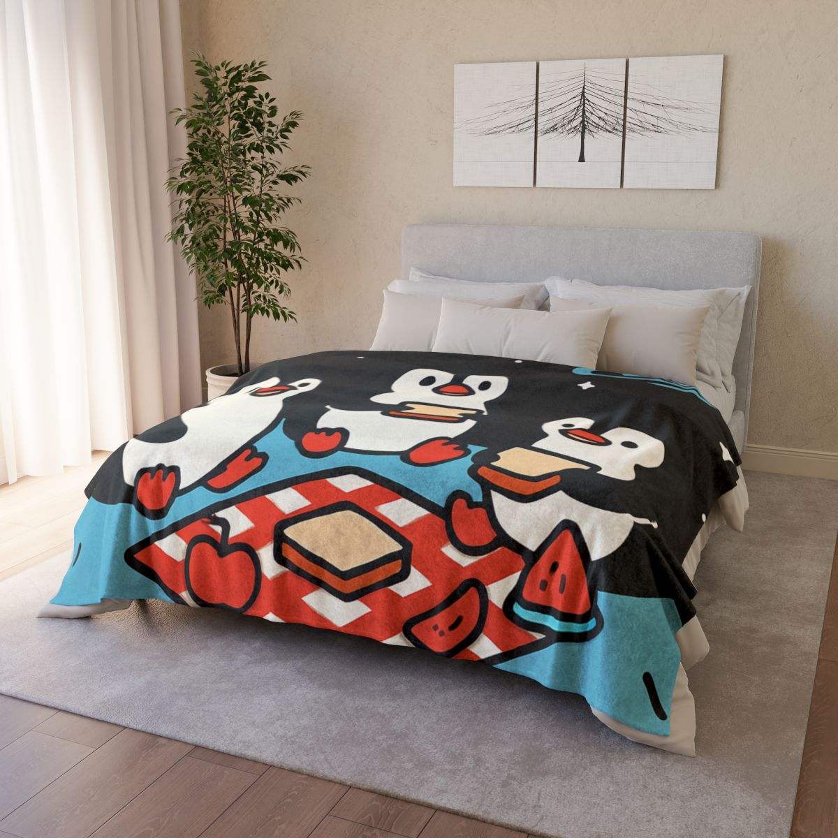Planet Picnic Penguins personalized cozy blankets