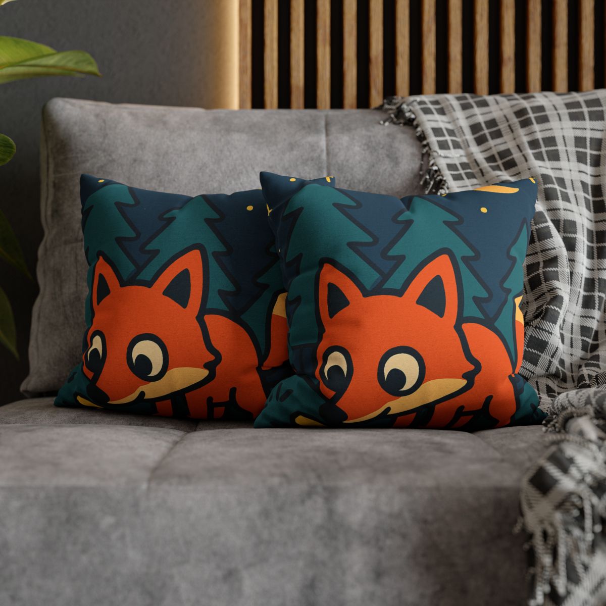 Starlight Forest Fox designer print pillow cases