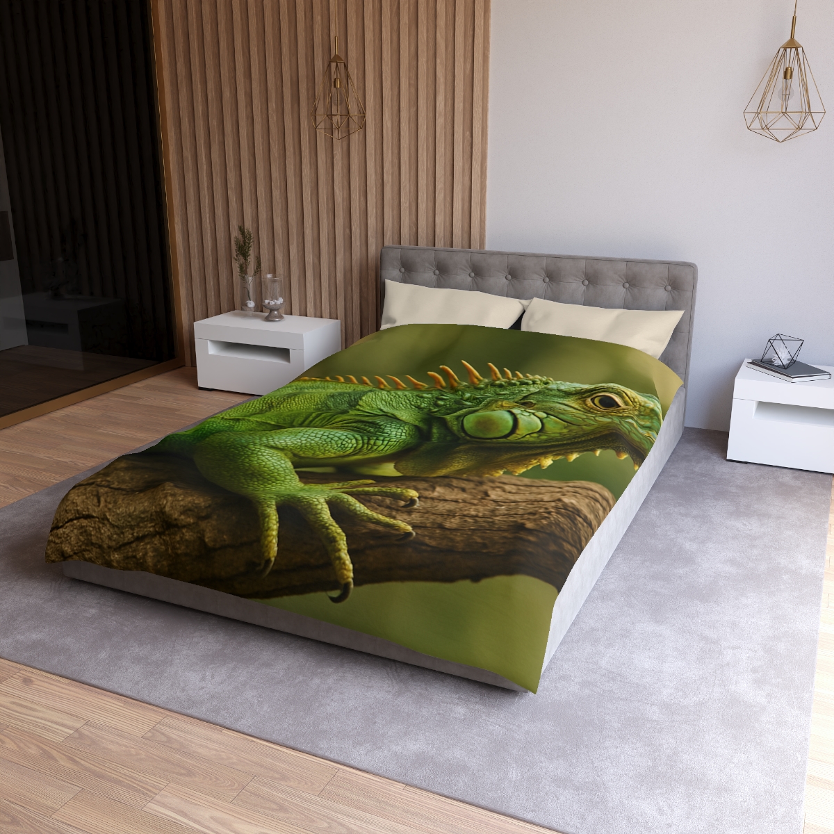 Emerald Drift Green Iguana personalized bedding duvets