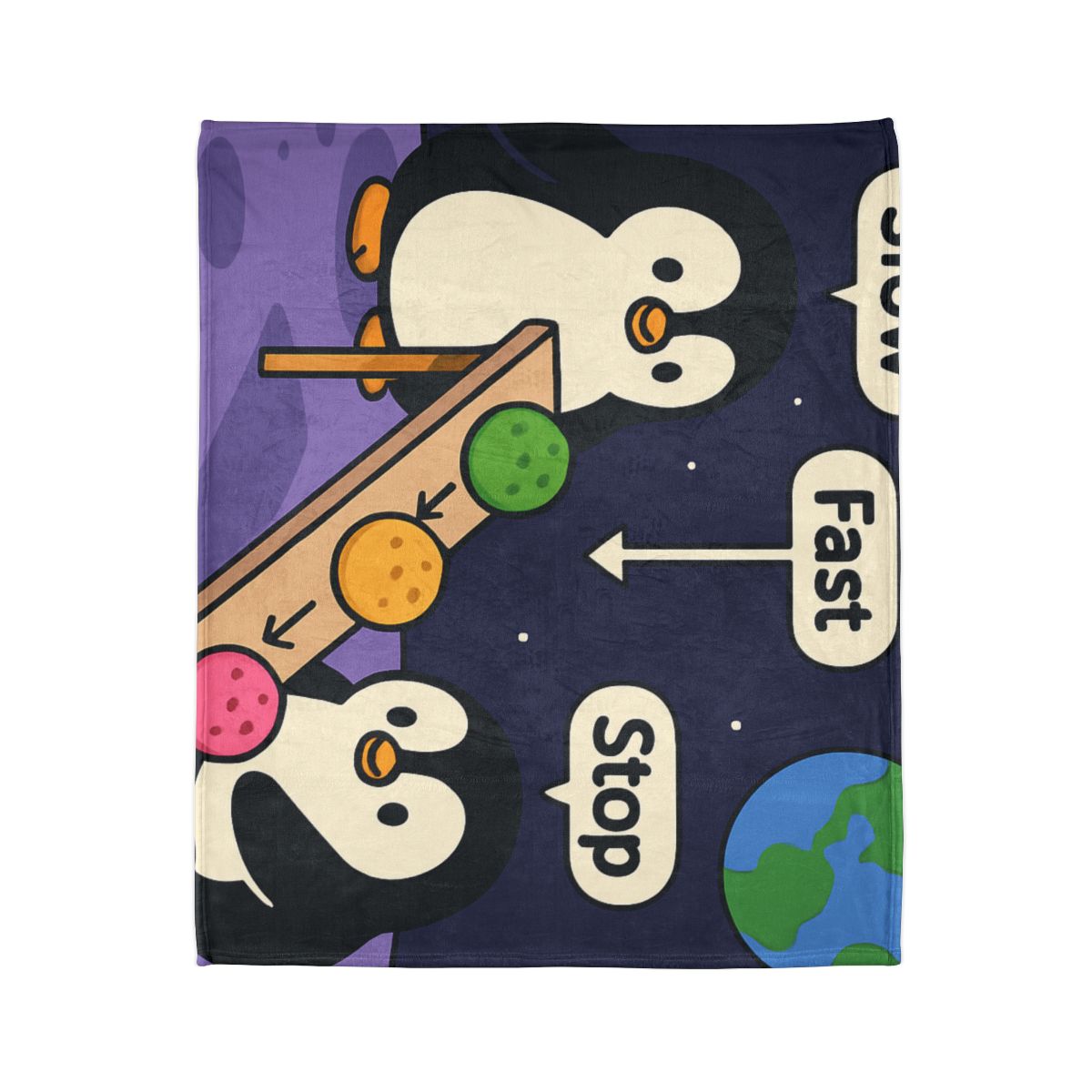 Moonlight Penguin Ice Cream Physics stylish throw blankets