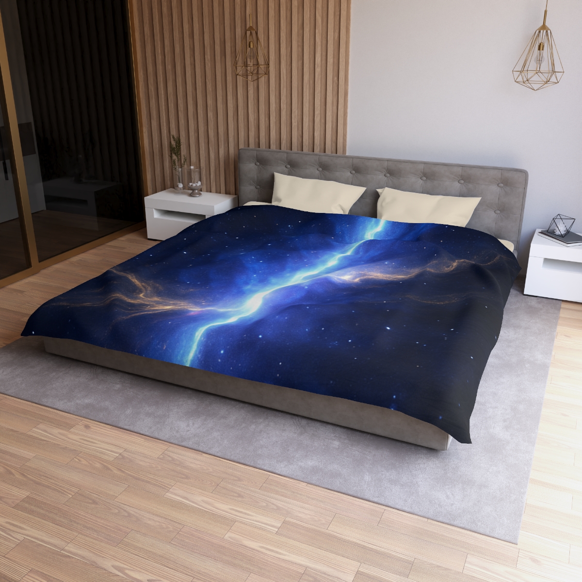 Luminous Horizon Rift designer printed duvets