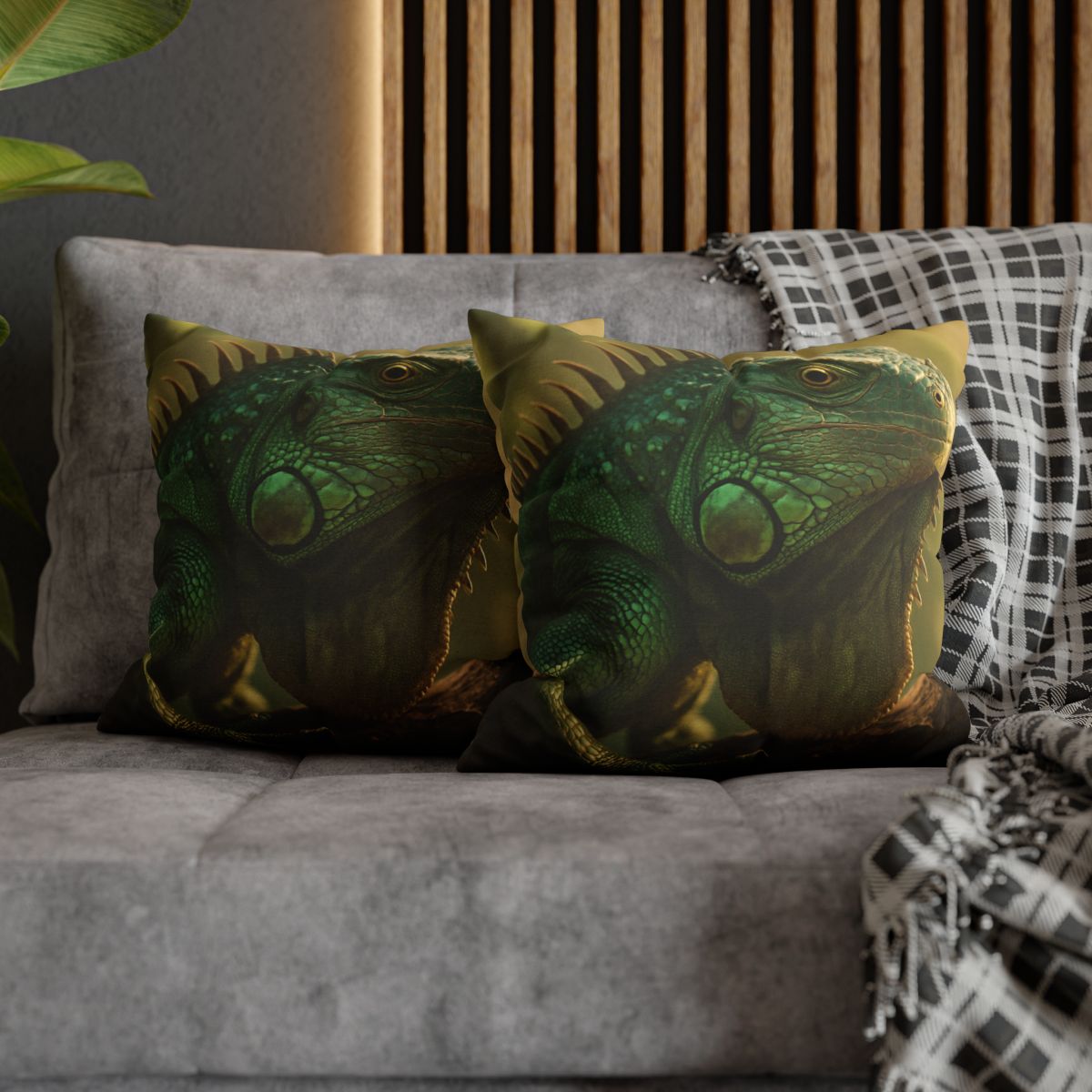 Sunlit Armor Green Iguana personalized pillow covers