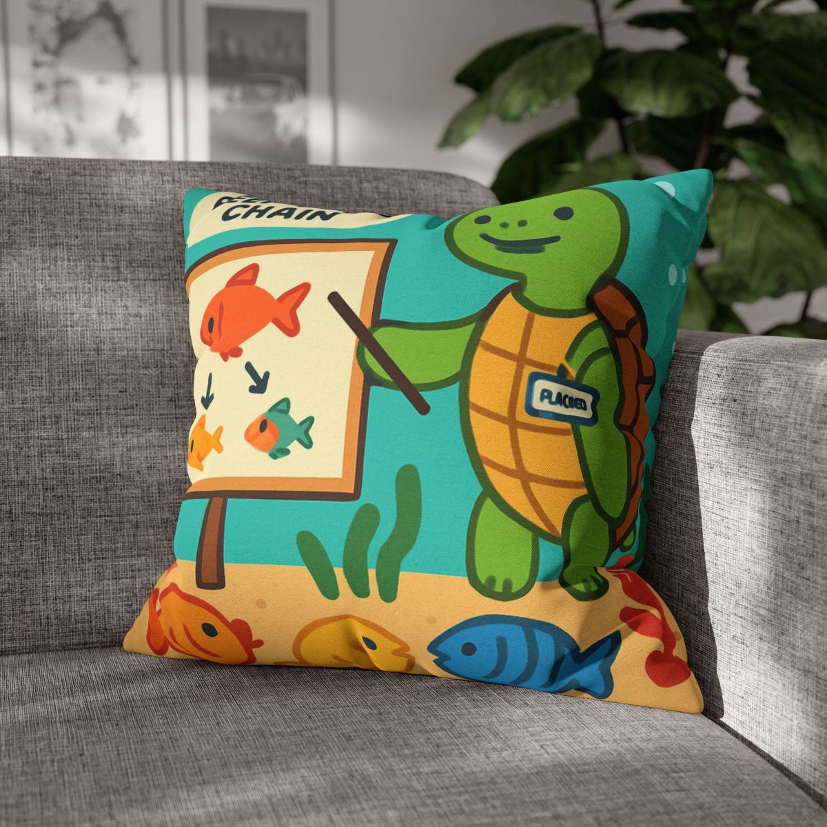 Coral Classroom Sea Turtle Guide trendy patterned pillow cases