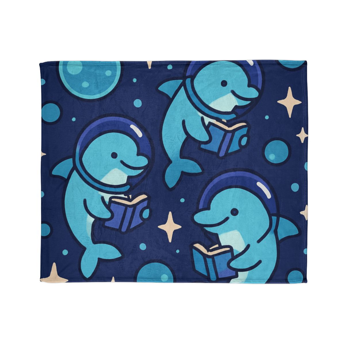 Space School Of Curious Dolphins soft fleece blankets