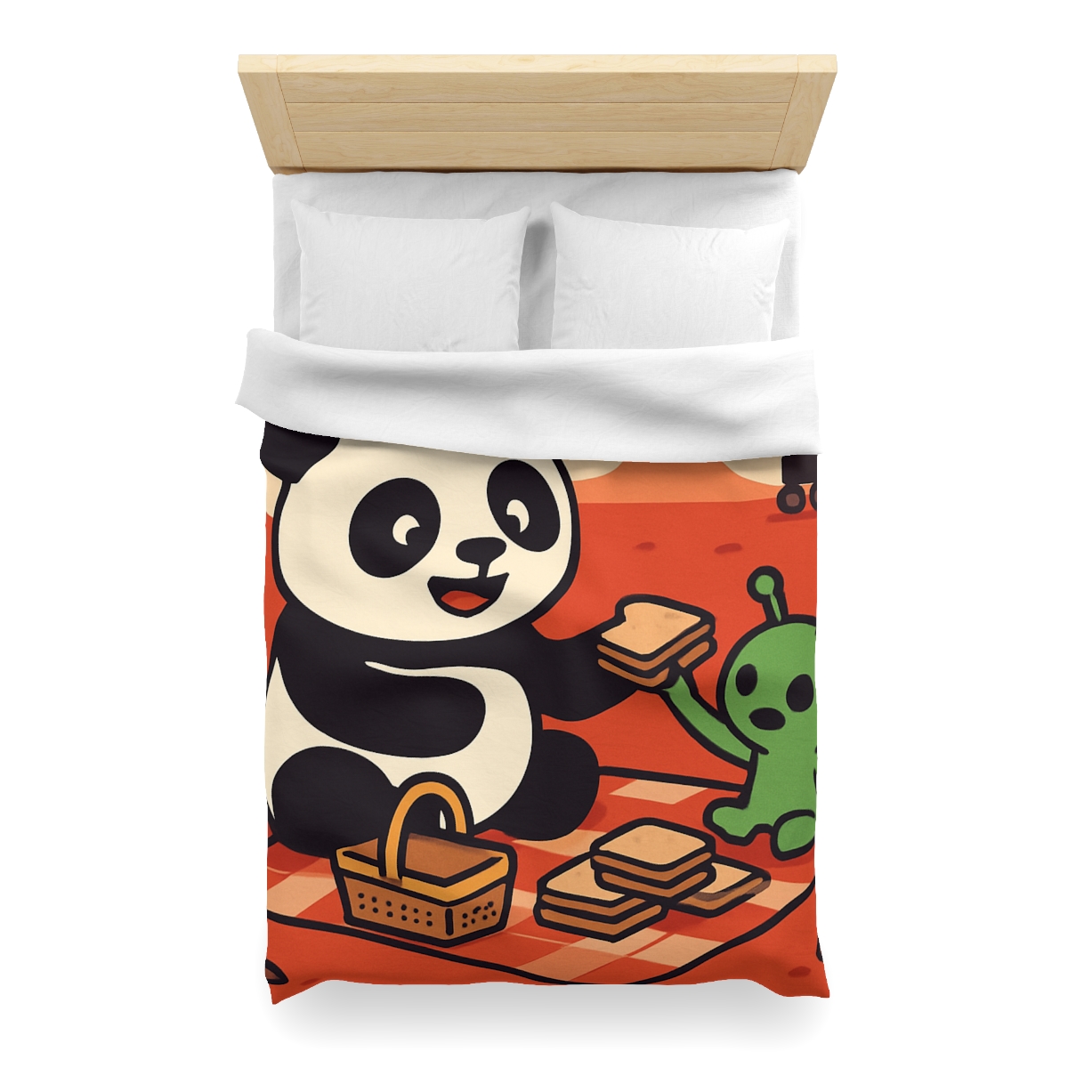Martian Panda Picnic custom duvets
