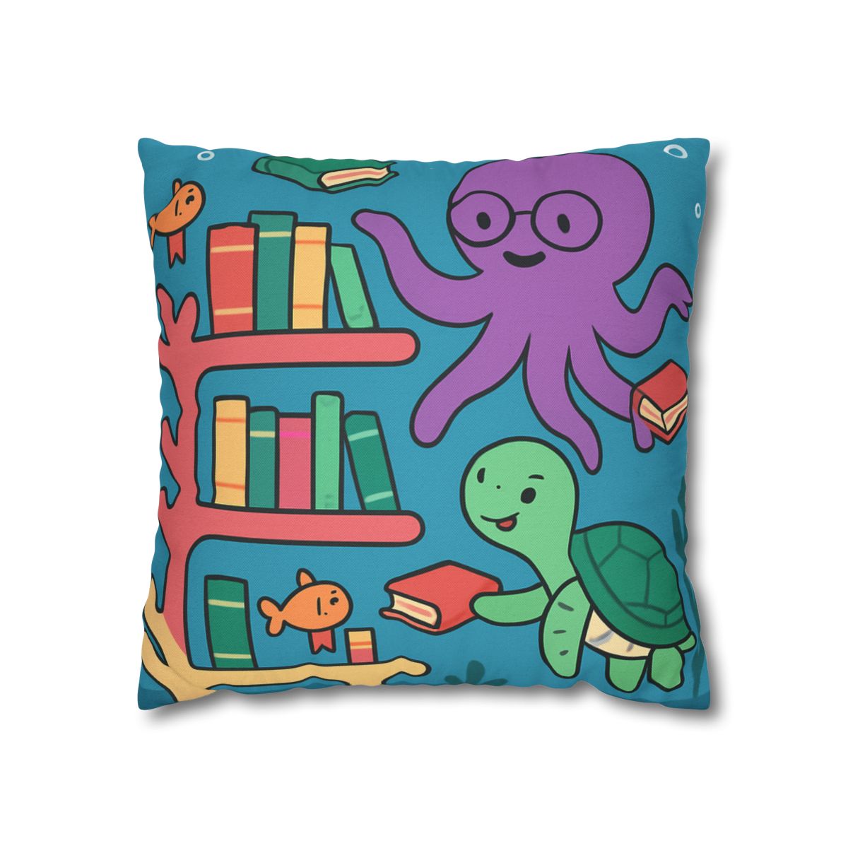 Coral Library And The Octopus Librarian stylish decorative pillowcases