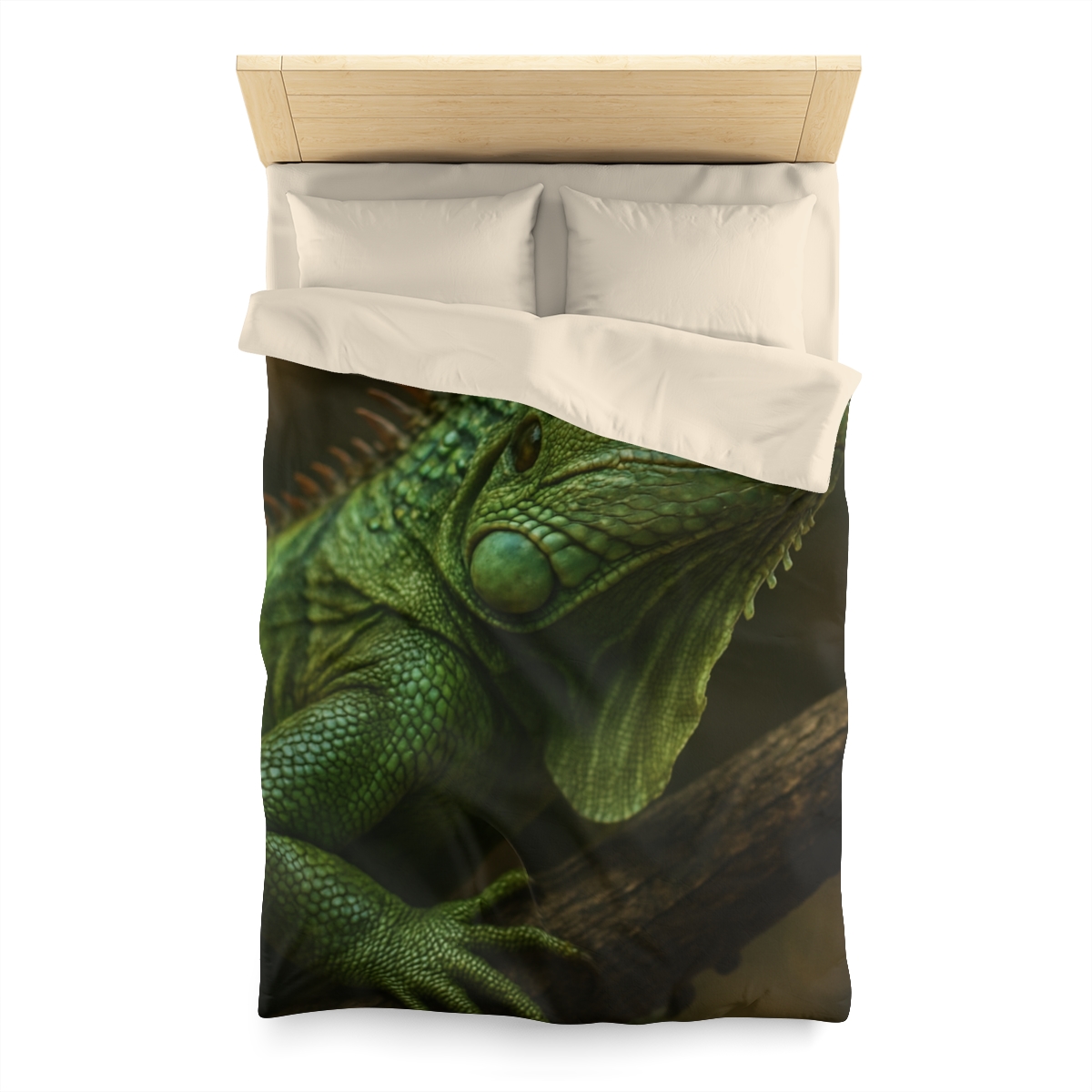 Starlit Stillness Green Iguana designer printed duvets