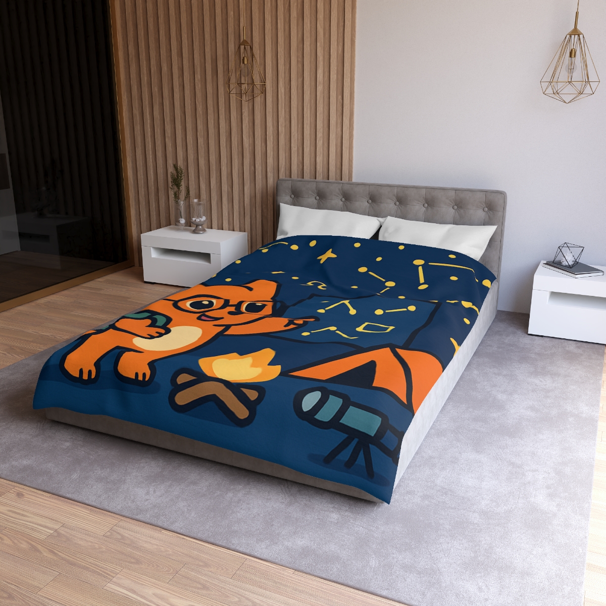 Constellation Camping With Fox Astronomer duvets for gifts