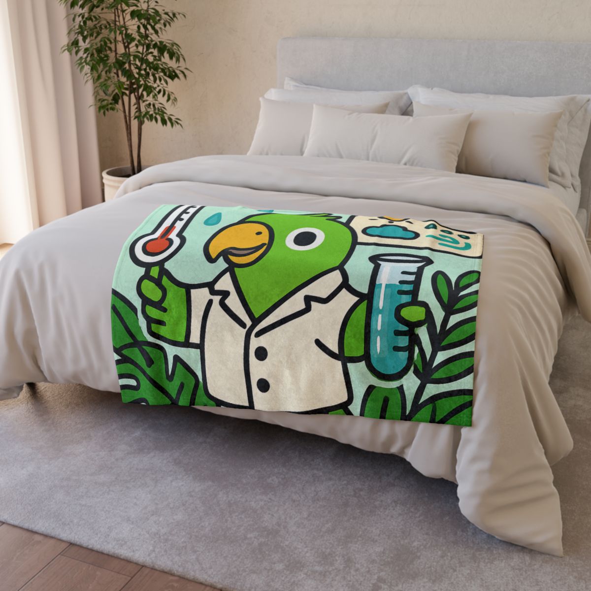 Rainforest Weather Lab With Parrot Scientist unique gift blanketscustom blankets