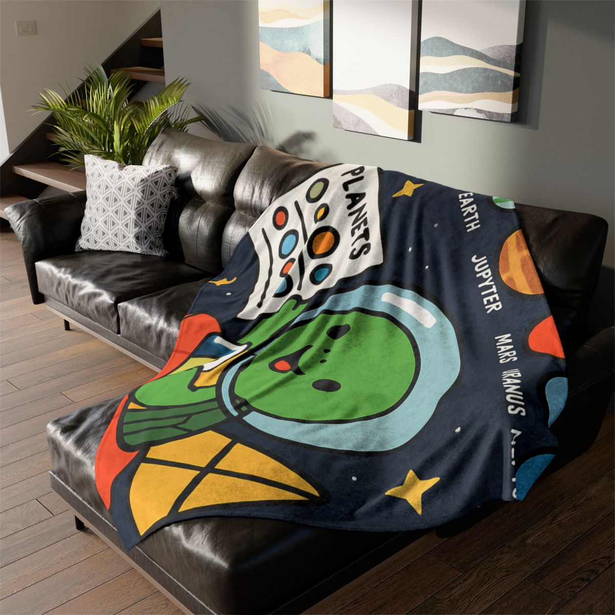Solar Sail Turtle And The Planetary Parade personalized cozy blankets