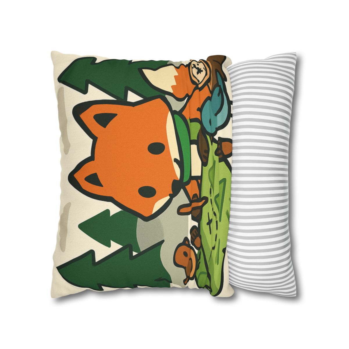The Map Making Fox In Misty Pines designer print pillow cases