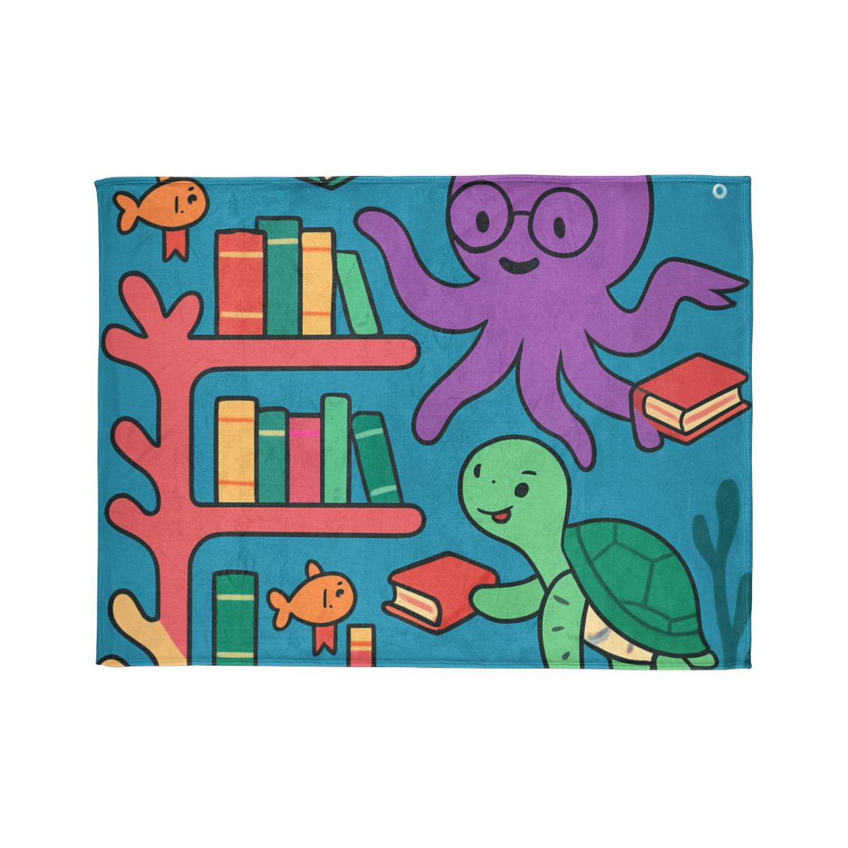 Coral Library And The Octopus Librarian designer printed blankets