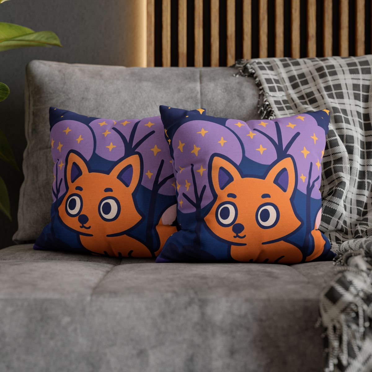 Galactic Forest Fox custom pillow cases