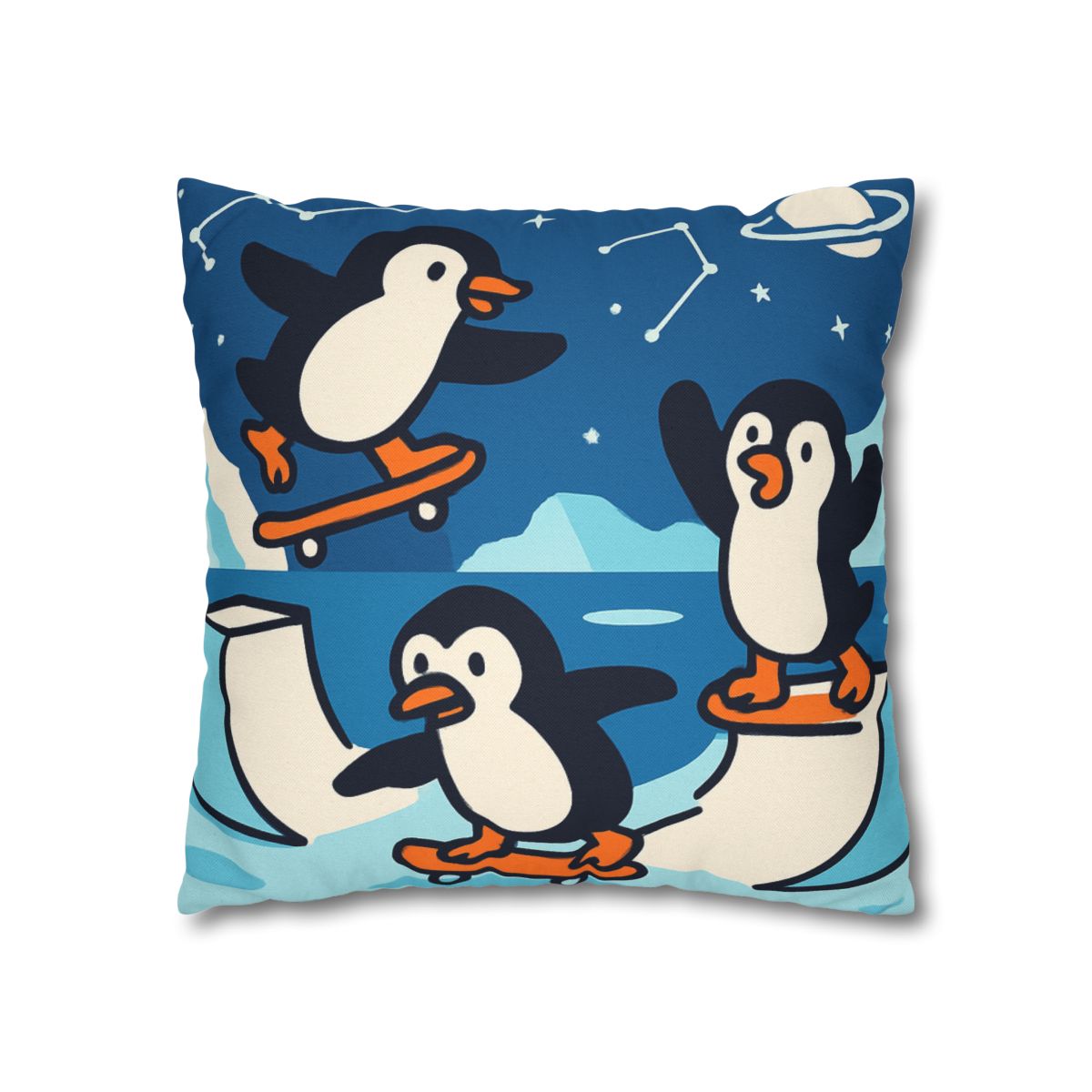 Galaxy Skate Park Penguins stylish decorative pillowcases