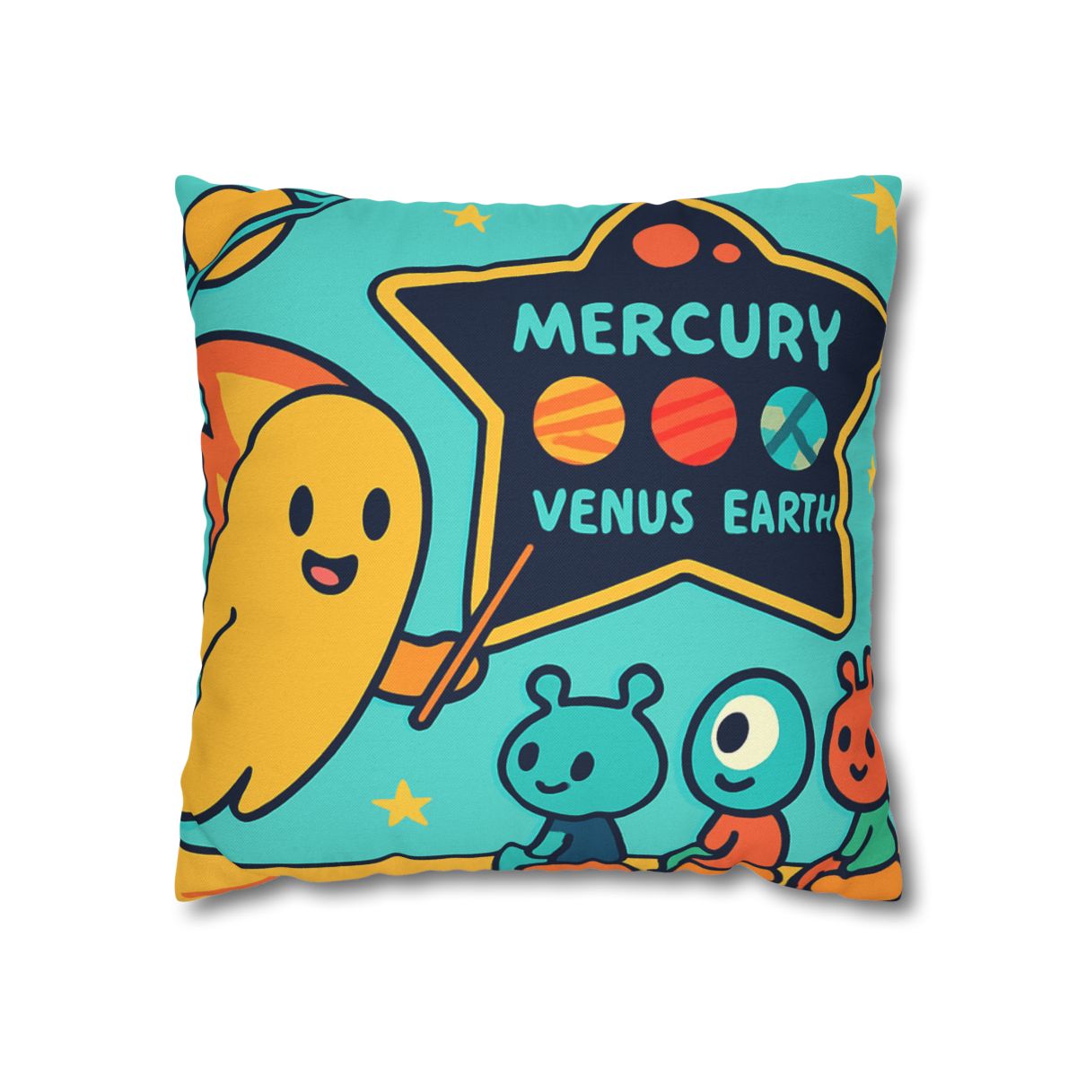Comet Classroom On A Floating Asteroid designer print pillow cases