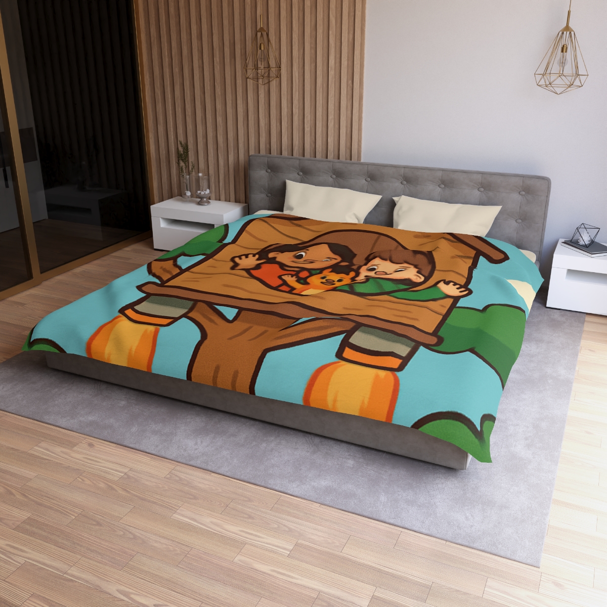 Rocket Powered Treehouse Forest unique patterned duvets