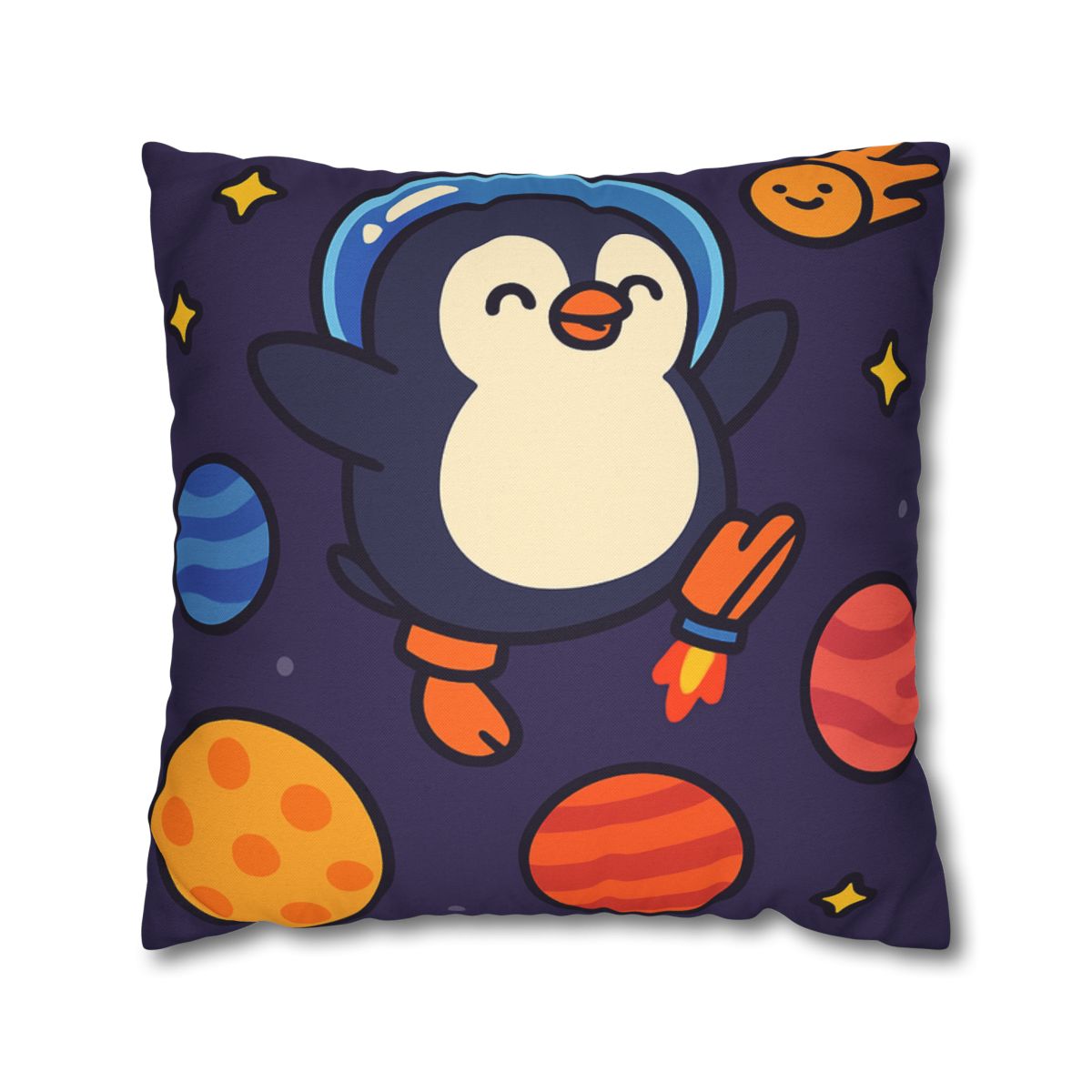 Planet Hopping Penguin Adventure stylish decorative pillowcases