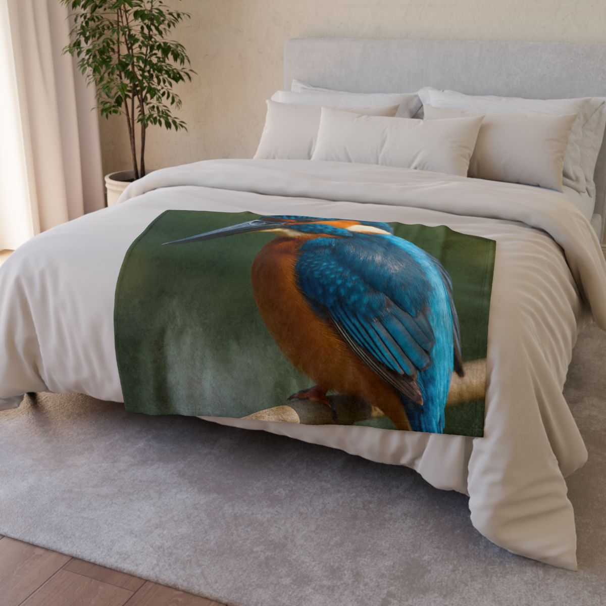 Azure Bolt Common Kingfisher soft fleece blankets
