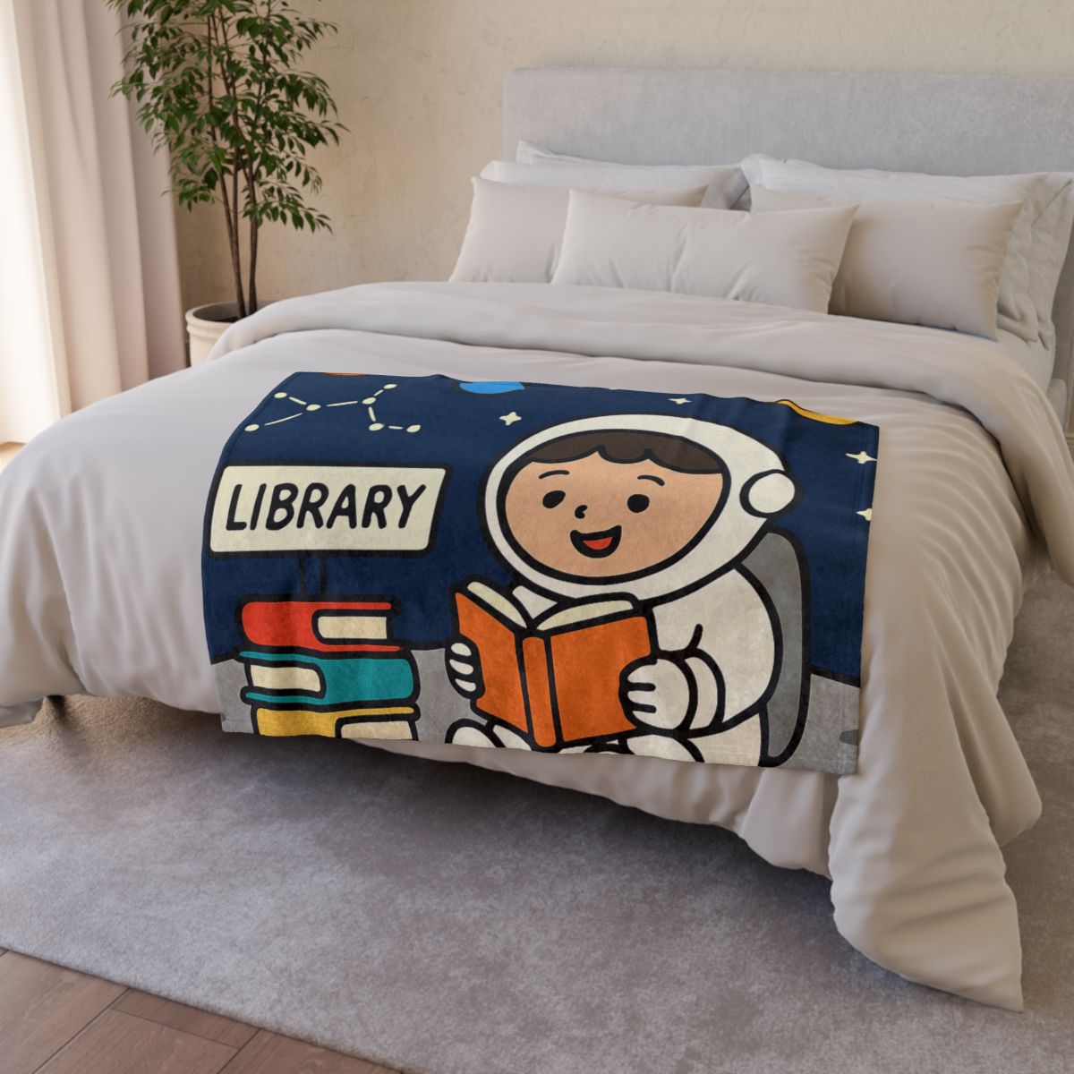 Galaxy Library On The Moon warm winter blankets