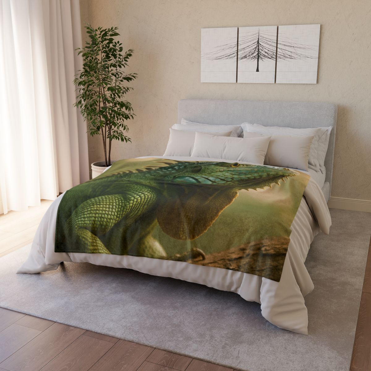 Sunlit Armor Green Iguana unique gift blankets