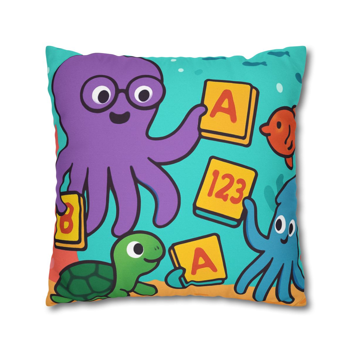 Octopus Librarian In Coral Reef School custom pillow cases