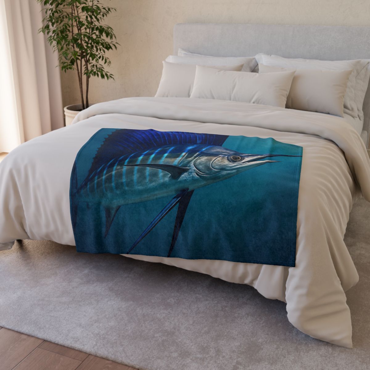Starlit Surge Sailfish unique gift blankets