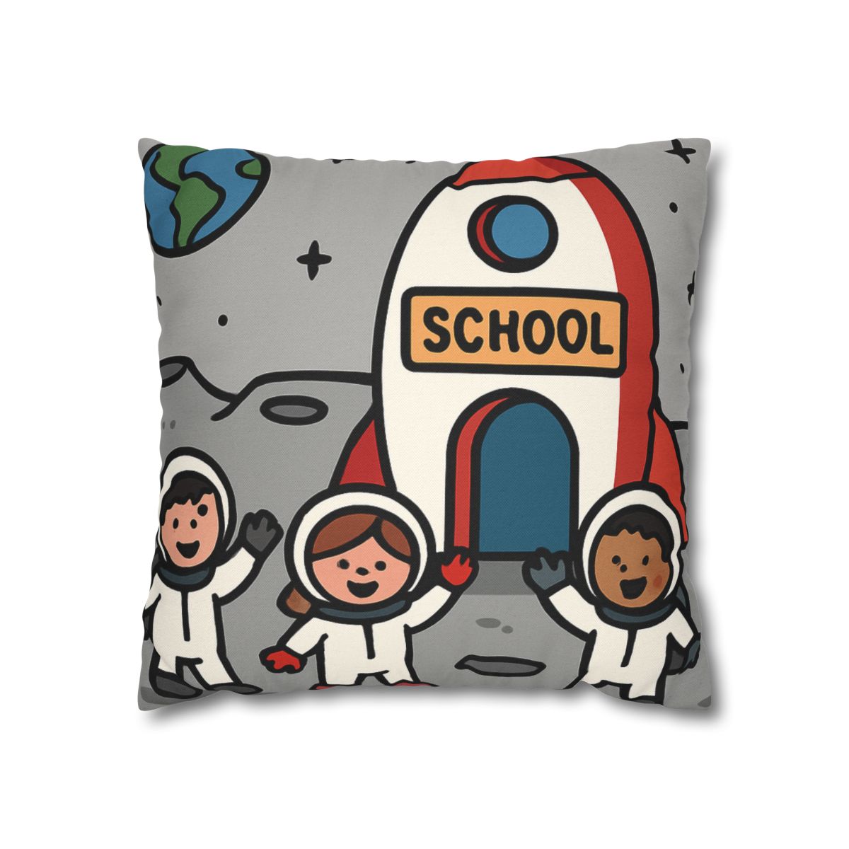 Rocket School On The Moon trendy patterned pillow cases